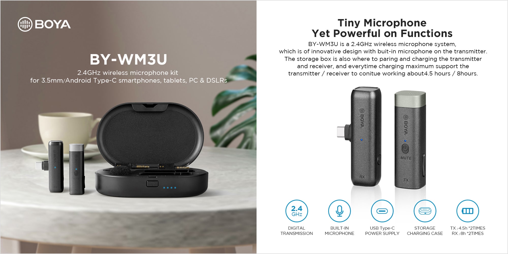 BY-WM3U 2.4GHz Wireless Microphone