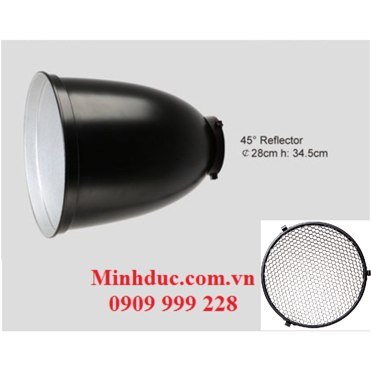 Chóa đèn góc 45 phi 28,8cm  + lưới tổ ông