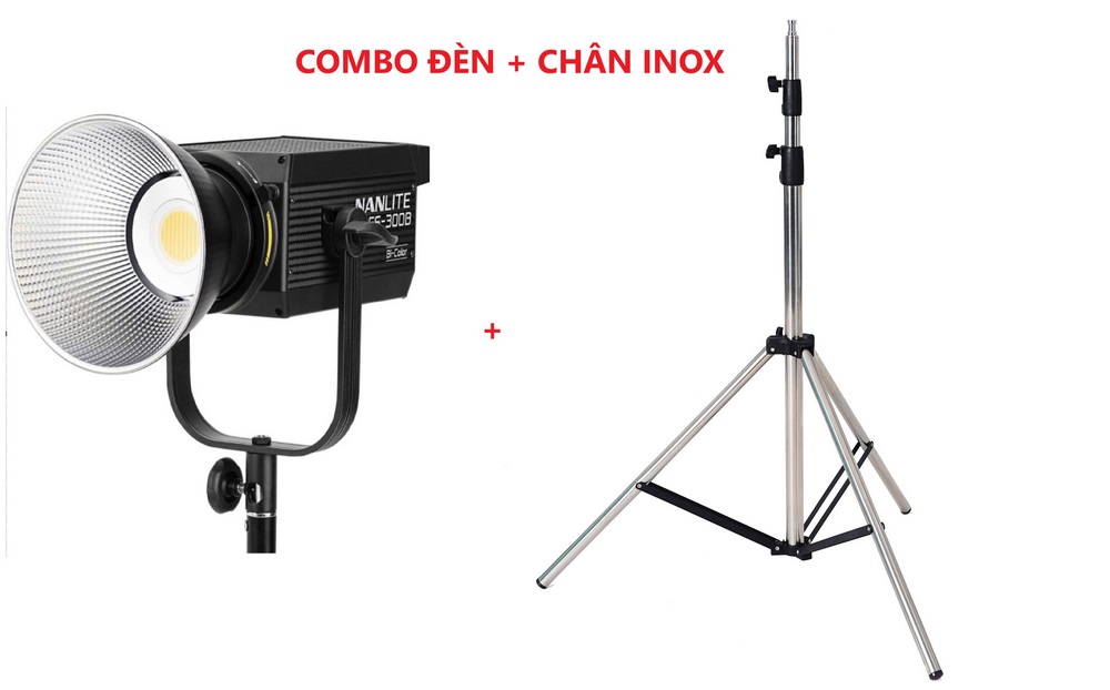 Combo Đèn led Nanlite FS300B Bi color  + Chân đèn Inox