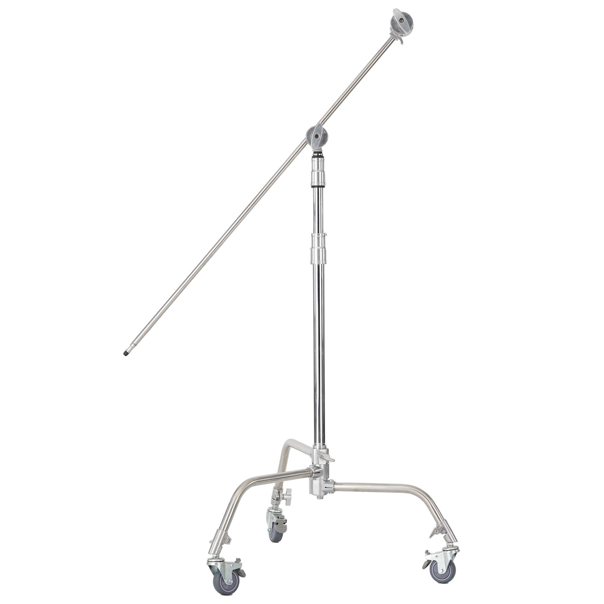 Chân Đèn C stand CK30 Inox tay boom 2 khớp có bánh xe