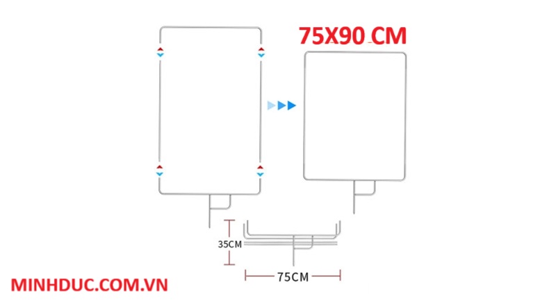 Khung cờ - Tay Cờ Tản Sáng 75x90 cm xếp gọn kèm vải lọc sáng