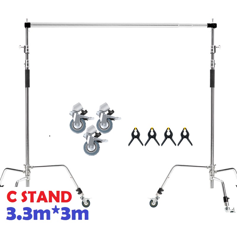  Khung treo phông C-STAND 3.3*3M PRO + Bánh xe + 4 kẹp