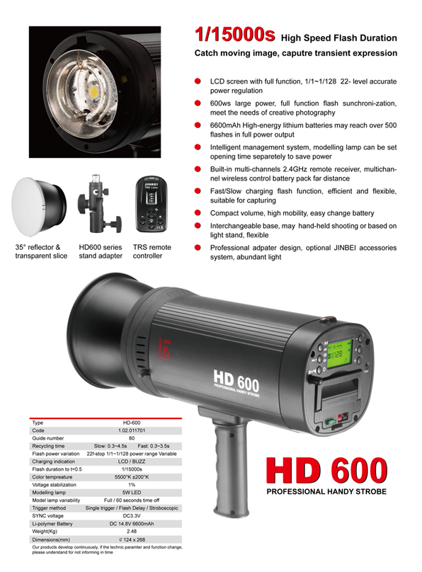 ĐÈN CHỤP NGOÀI TRỜI JINBEI HD -600