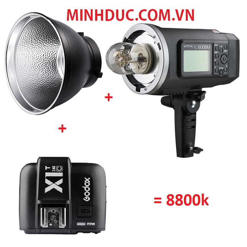 Combo Đèn Flash AD600 BM + Trigger X1 T + Chóa reflector chụp ngoại cảnh