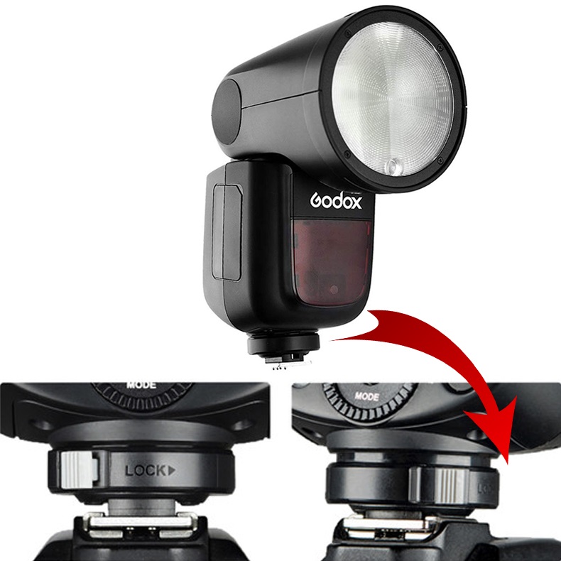 Chân Đế - Hotshoe Đèn Flash Godox V1  + v860 iii Canon/Nikon/Sony